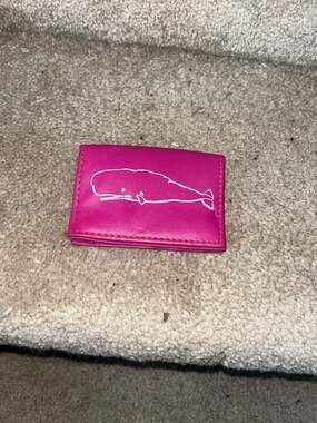 Shara Porter Pink Hand-Printed Leather Whale Card Holder Wallet